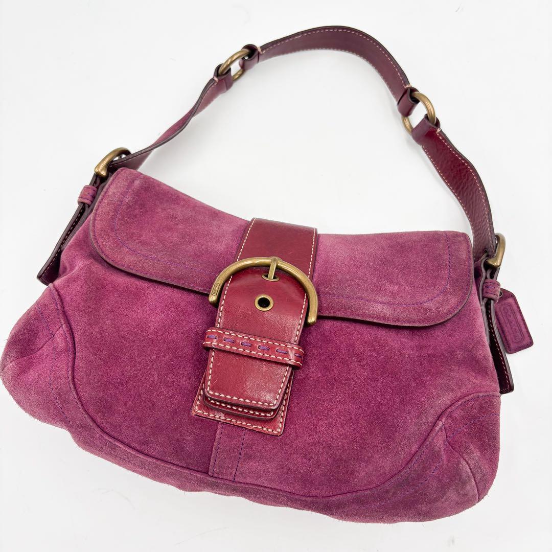 コーチ　ショルダーバッグ ソーホー　Y2K スエード 濃いめのピンク