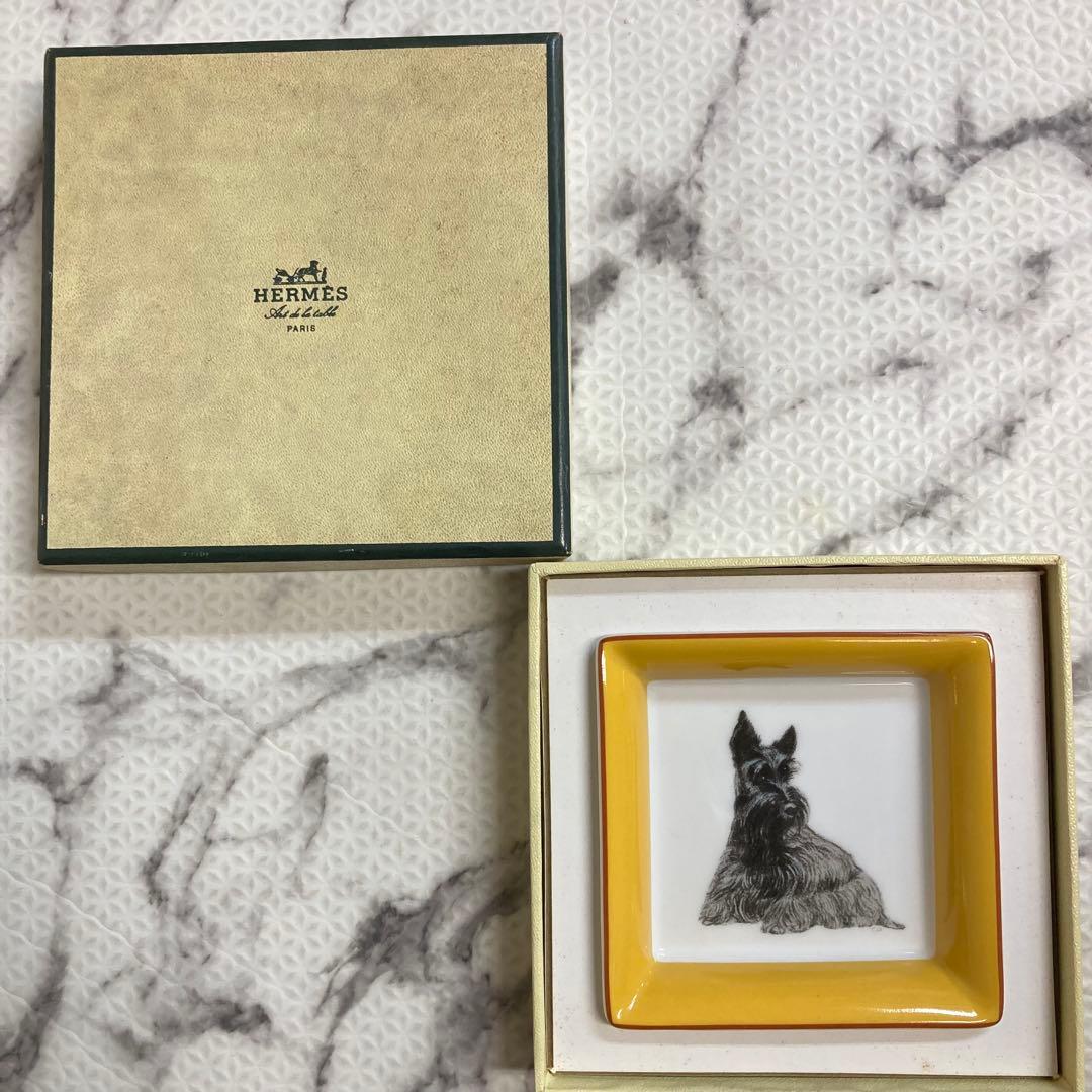 HERMES エルメス スコティッシュテリア スクエアプレート 犬