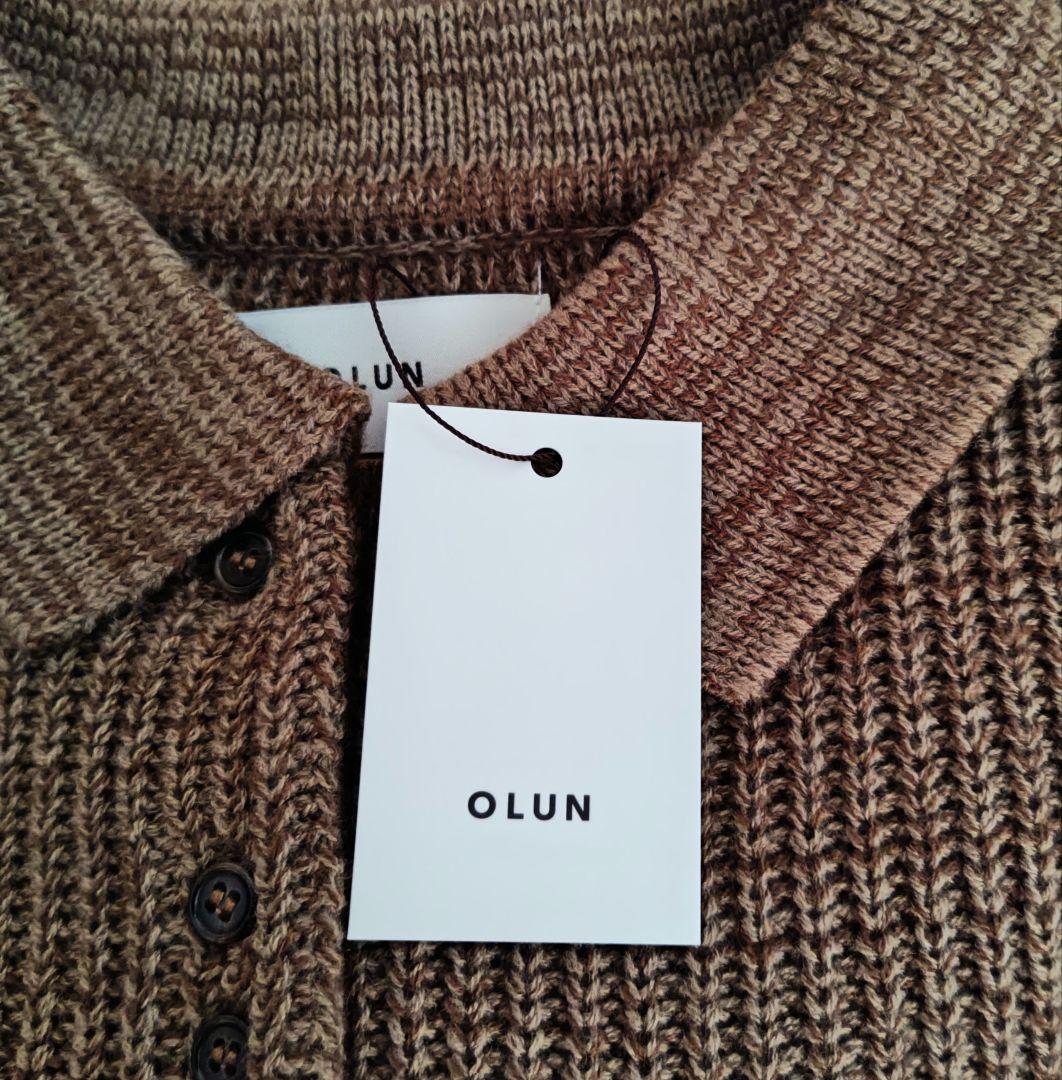 新品☆OLUN ニットポロワンピース ブラウン S オルン きりまる