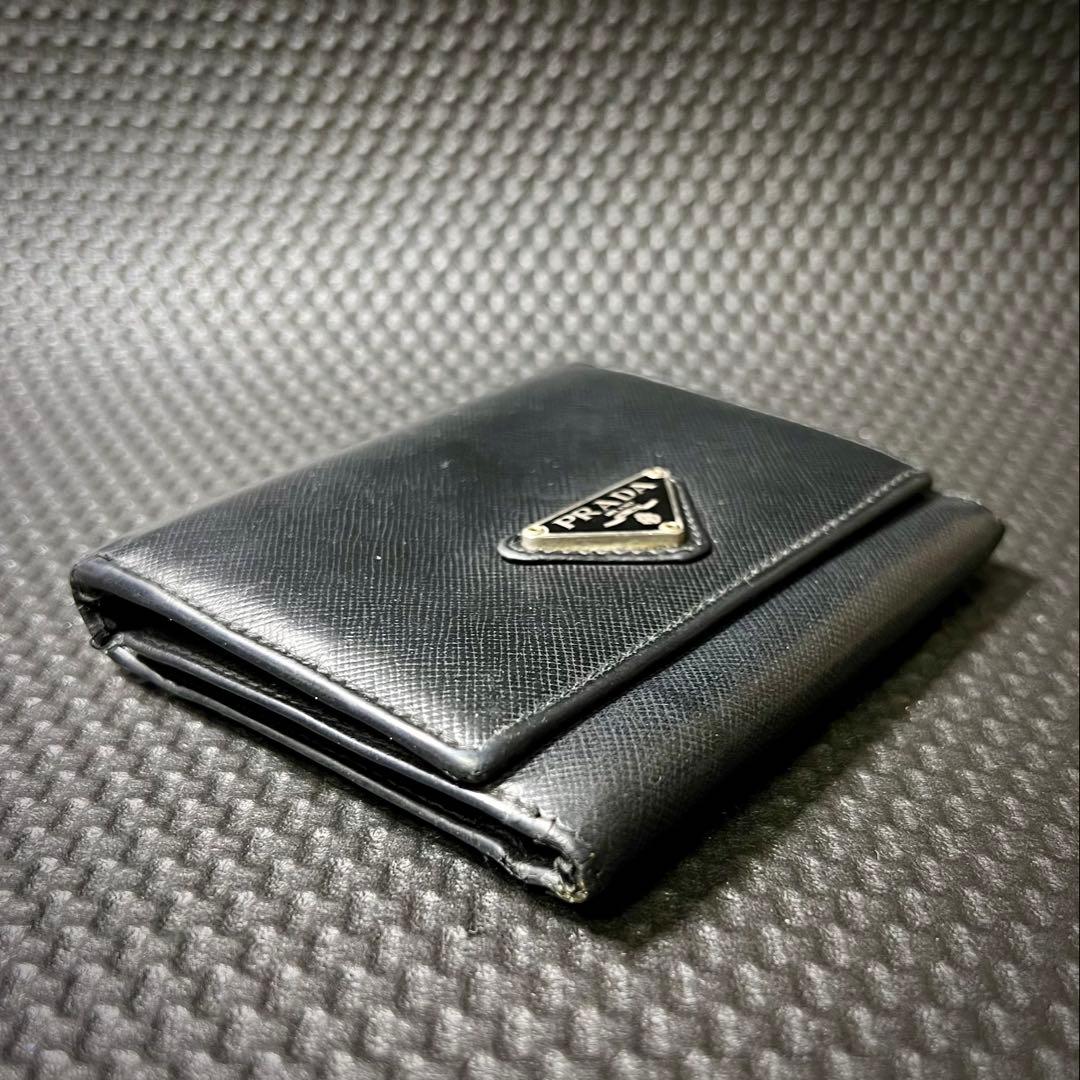 PRADA/プラダ☆コンパクトウォレット☆サフィアーノレザー☆三角ロゴ☆ブラック