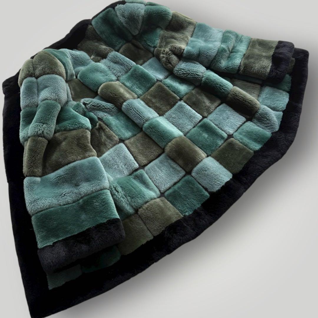 本毛皮☆シェアードミンク MINK ファーコート ふかふか◎ グリーン F