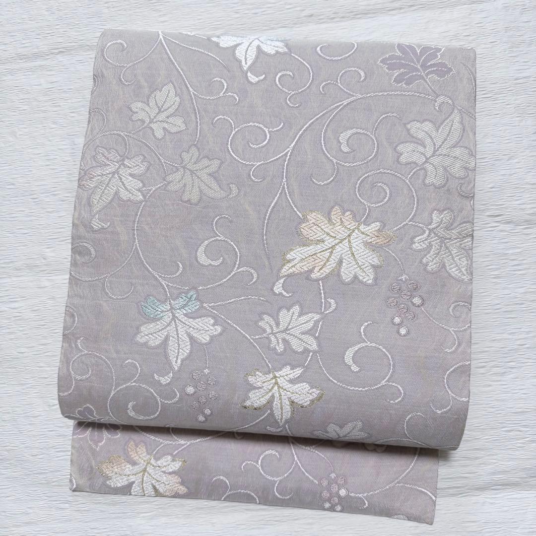 M-50 弥栄織物 葡萄 蔦 名古屋帯 正絹