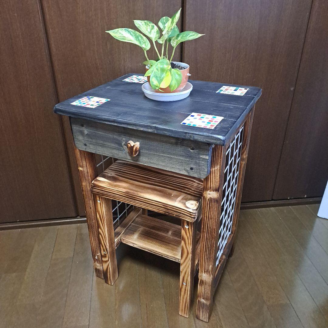 ガーデンテーブル&スツールセット ハンドメイド　期間限定値下中