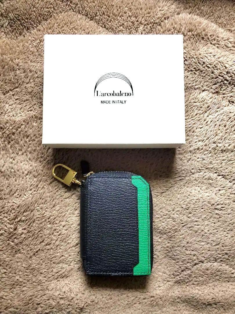 L'arcobaleno ラルコバレーノ レザーキーケース ブラック/グリーン
