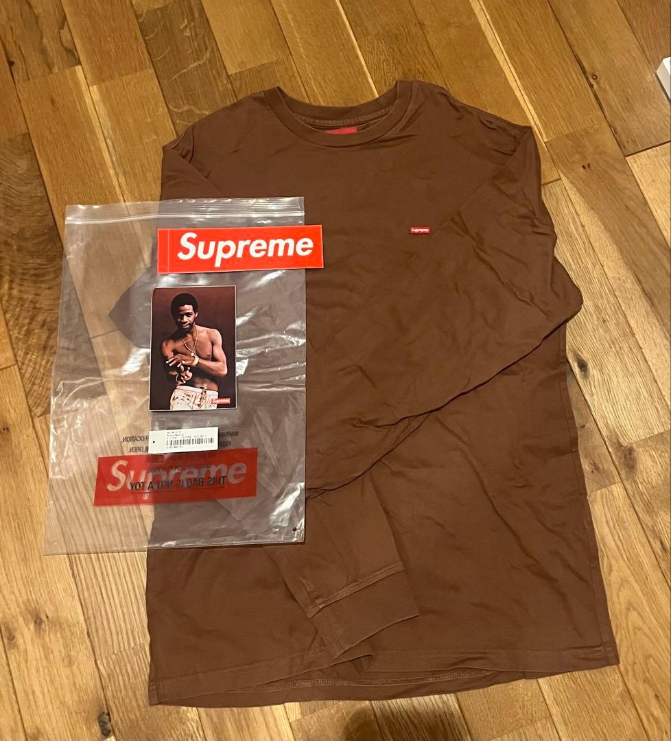 bebe様　Supreme スモールボックスロゴ　ブラウン ロンT ステッカー