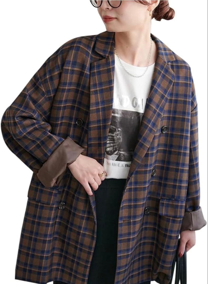 【タグ付き】 DISCOAT チェックWブレストジャコット　ユニセックス