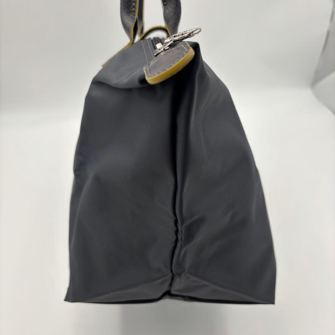 美品 LONGCHAMP ロンシャン ルプリアージュ M グレー×イエロー A4