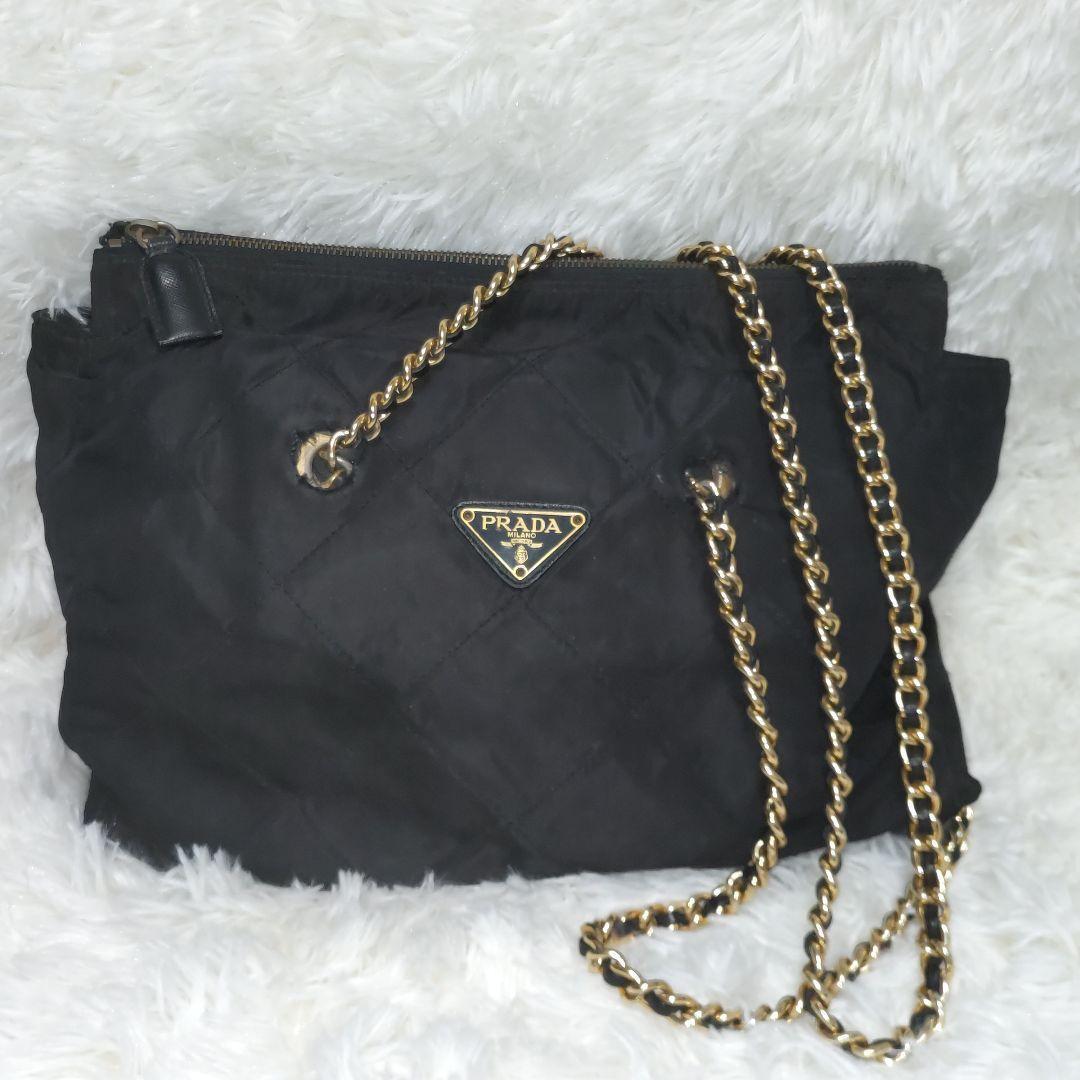 PRADA キルティングチェーンバッグ 肩掛け ショルダーバッグ レディース