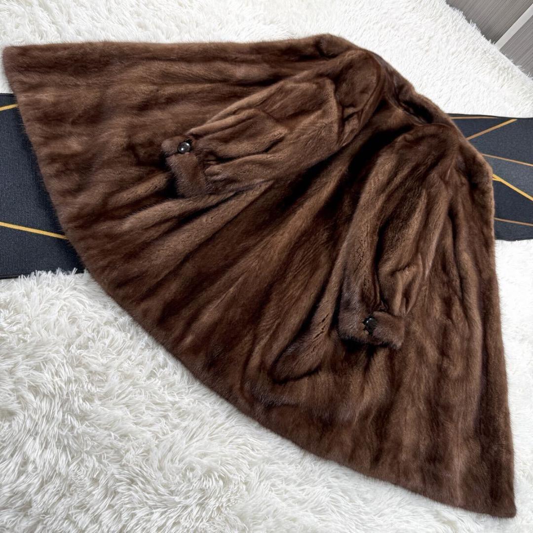 美品 総丈95㎝ サガミンク デミバフミンク ファーコート XL AA182