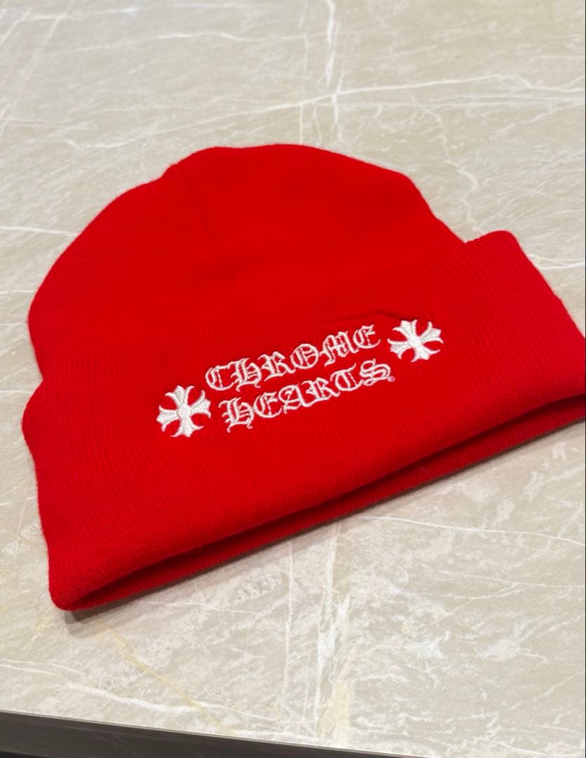 クロムハーツ ニット帽 赤