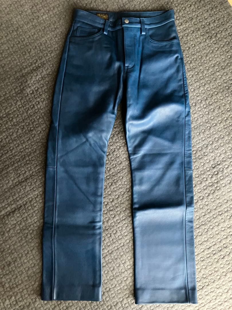 JOHNBULL ジョンブル　レザーパンツ　w30 ブルーレアカラー　美品
