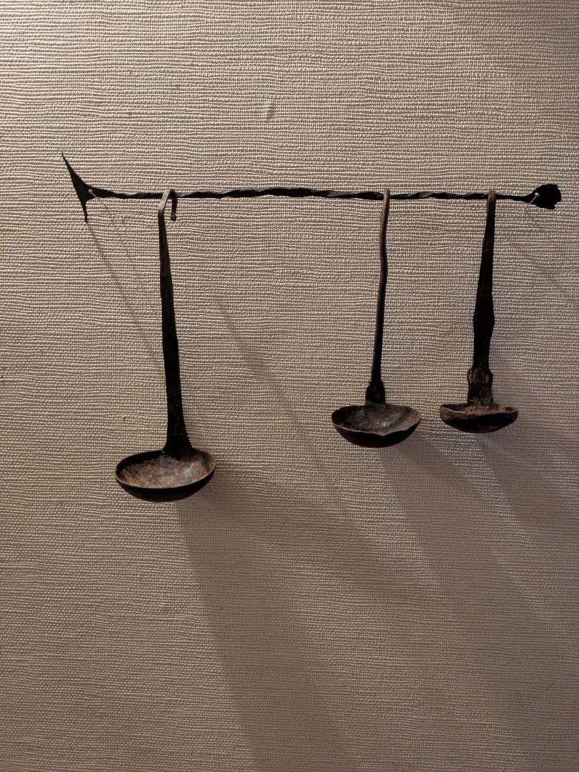 ロック　西アフリカ　キシ族　鉄貨幣　25センチ　インド灯火器1点