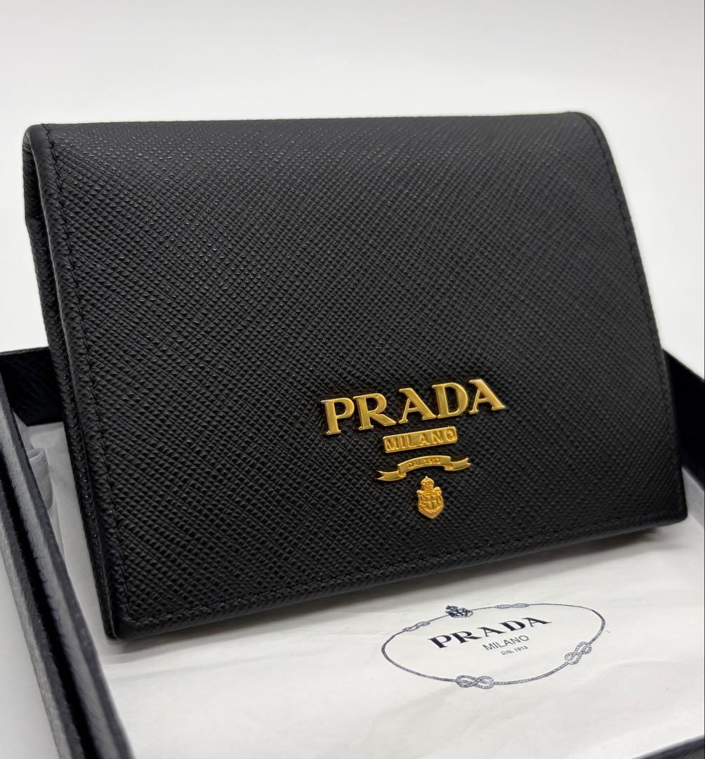 PRADA プラダ サフィアーノ シャイン 二つ折り財布 ブラック