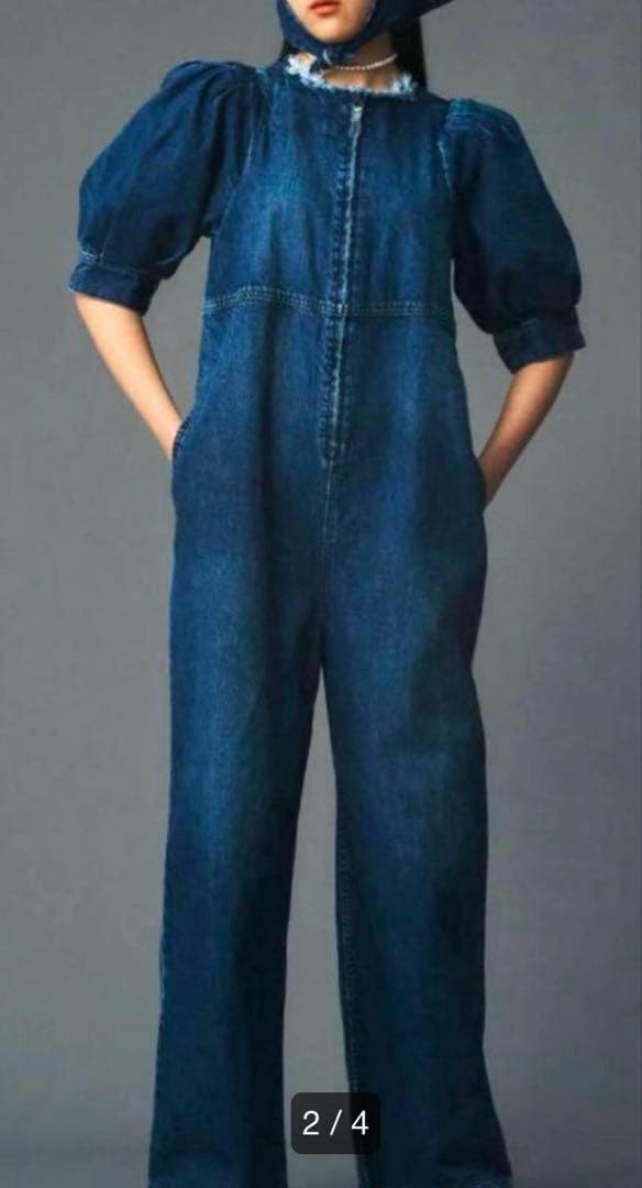イエナ/アッパーハイツ M パフスリーブデニムオールインワン2025