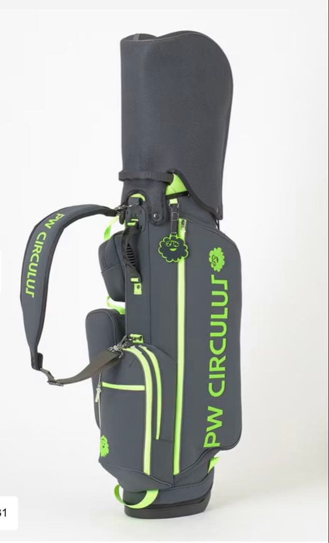 【美品】PW CIRCULUS キャディバッグ グレー/ライムグリーン