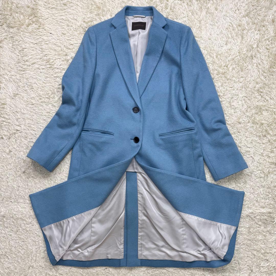 美品　トゥモローランド　チェスターコート　カシミヤ混　ブルー　レディース　S