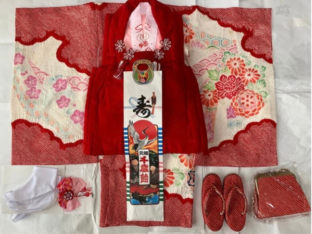 七五三　正絹総絞り　被布&作り帯フルセット