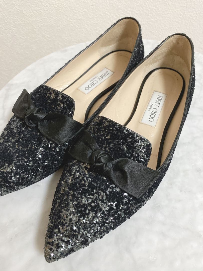 さくら✨ JIMMY CHOO グリッター フラットシューズ 40
