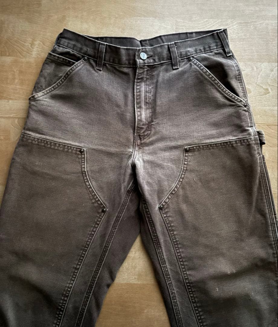 た*☆様 カーハート　ダブルニー　ブラウン　32×32 ボロ　フェード　ワイド