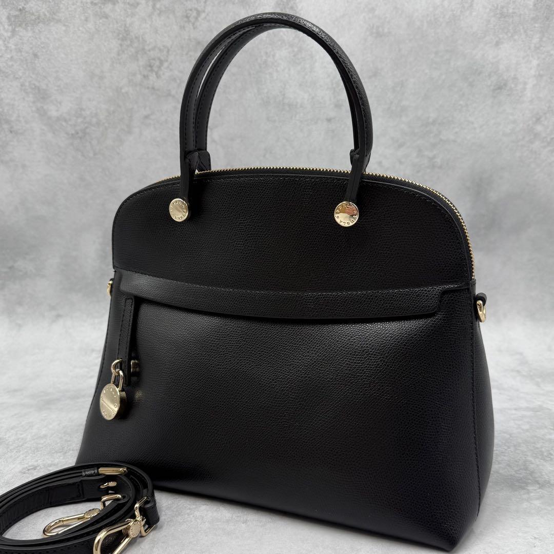 美品✨ FURLA パイパー M 2way ハンドバッグ ショルダーバッグ 黒