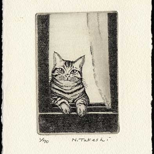 窓から猫が/銅版画 (額あり） 版画 Atelie Gray 通販 5688864｜Creema