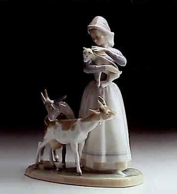 Shepherdess With Goats 1969-87 by Lladro | Handcrafted Spanish