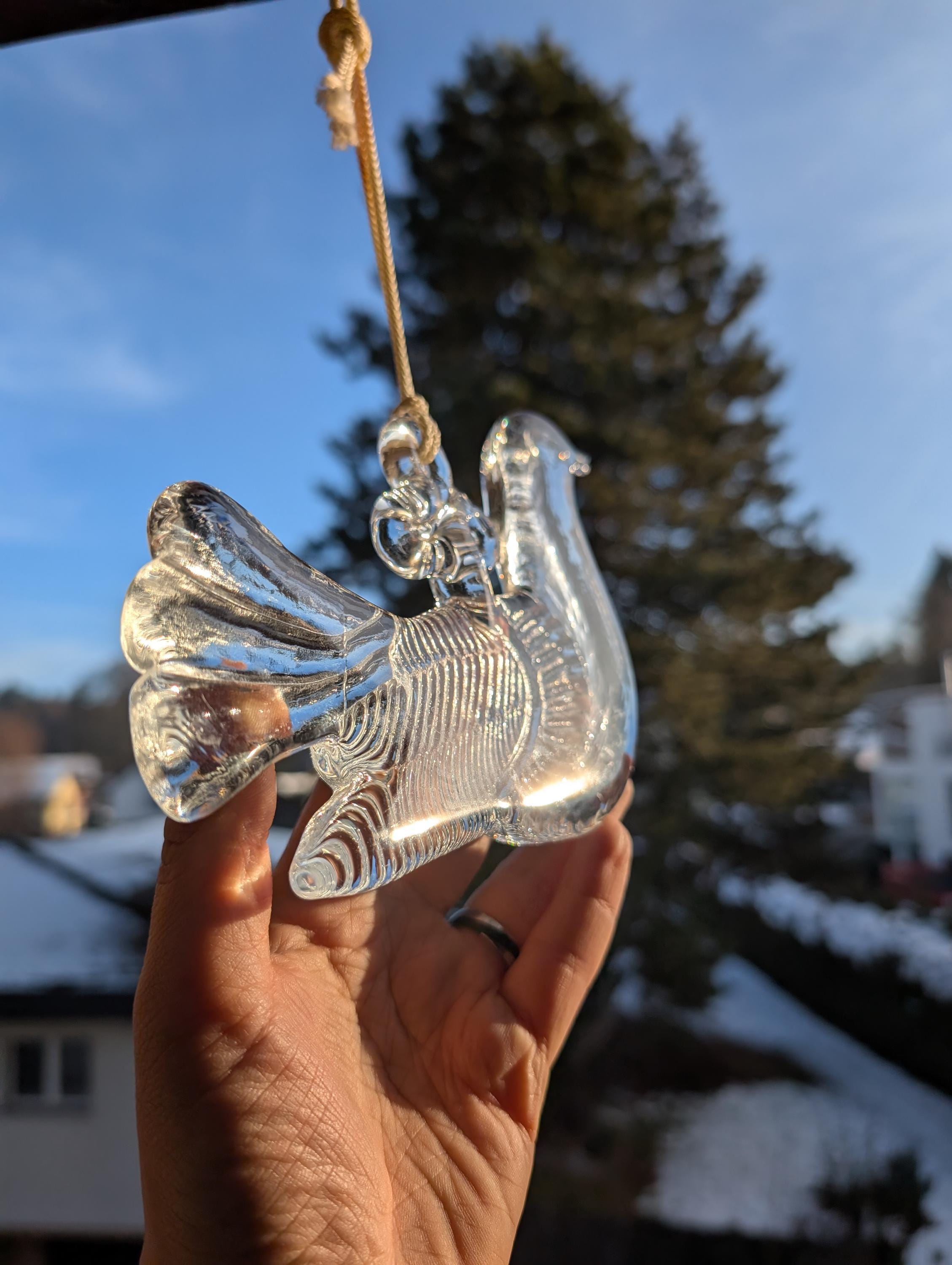 Vintage Kosta Boda Glass Dove Suncatcher - Bertil Vallien