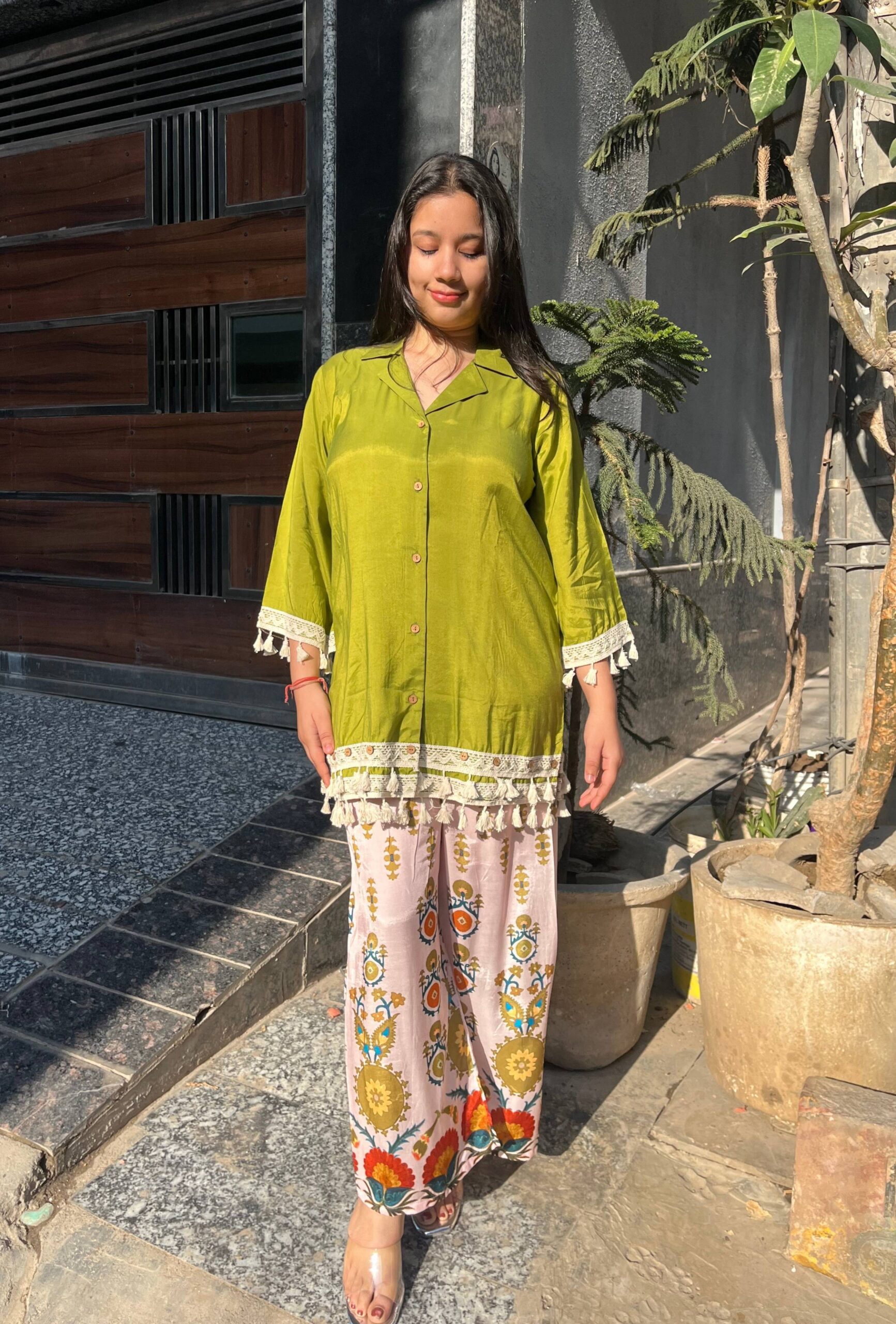 Green bloom cord set